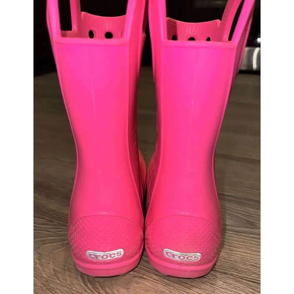 Crocs Kids Handle It Rain Boots in Pink Crush Size Girls J 2